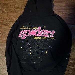 Black Hoodie with Pink and Yellow Graphic